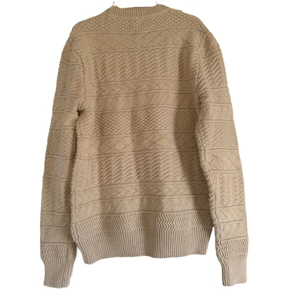 NWT J.CREW Men's Cream Cotton Sweater in Combination Guernsey Stitch Sz M - Picture 8 of 8
